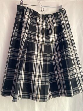 Hirsch Black White Plaid Skater Skirt Preppy Academia Size Medium